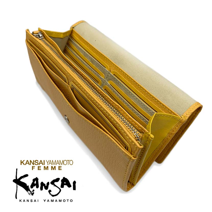 [All 5 colors] KANSAI YAMAMOTO (Yamamoto Kansai) Real leather L-shaped zipper cover bi-fold long wallet