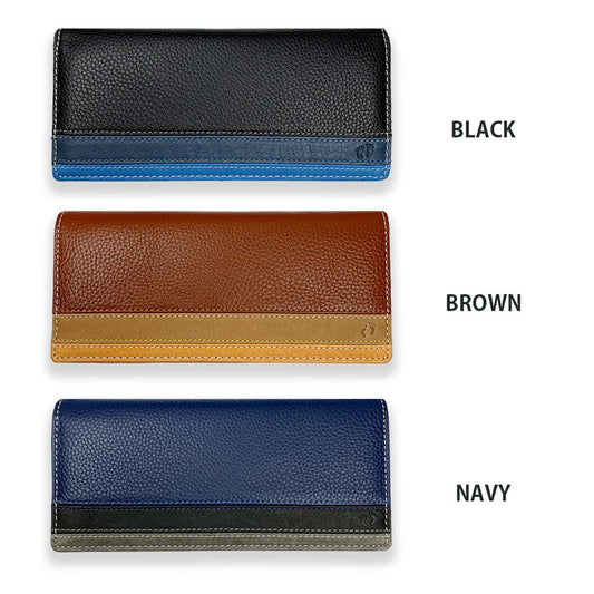 All 3 colors HANG TEN Real Leather Tricolor Color Bifold Long Wallet Long Wallet