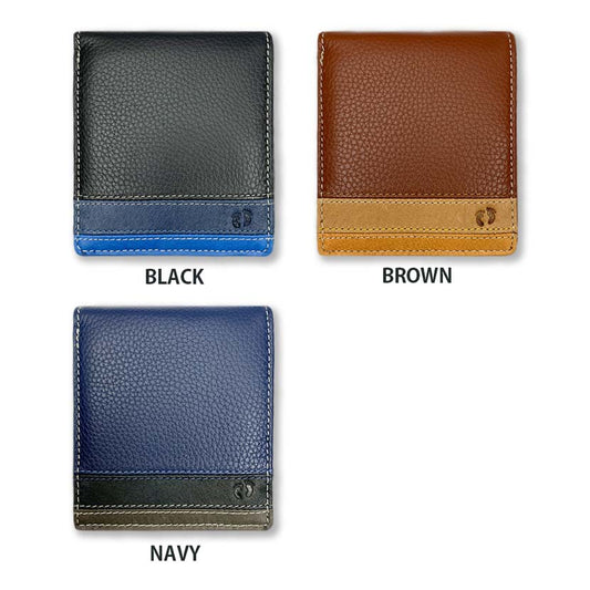 All 3 colors HANG TEN Real Leather Tricolor Color Bifold Wallet Short Wallet with Pass Case