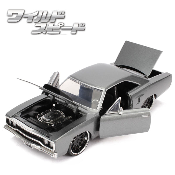 JADATOYS 1:24ワイルドスピードダイキャストカー DOM&#039;s PLYMOUTH ROAD RUNNER GRAY