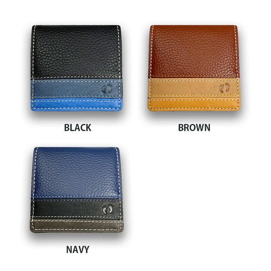 All 3 colors HANG TEN Real Leather Tricolor Color Box Type Coin Case Coin Purse