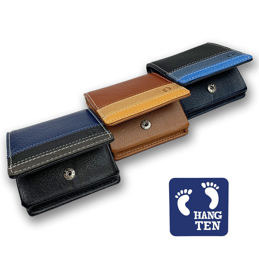 All 3 colors HANG TEN Real Leather Tricolor Color Box Type Coin Case Coin Purse