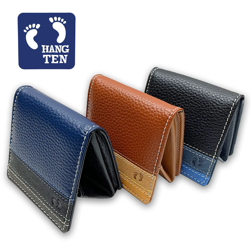 All 3 colors HANG TEN Real Leather Tricolor Color Box Type Coin Case Coin Purse