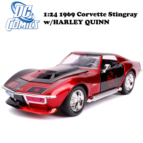 1:24 DC COMICS 1969 CORVETTE STINGRAY w/HARLEY QUINN minicar
