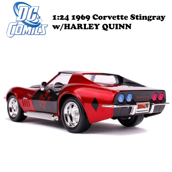 1:24 DC COMICS 1969 CORVETTE STINGRAY w/HARLEY QUINN ミニカー