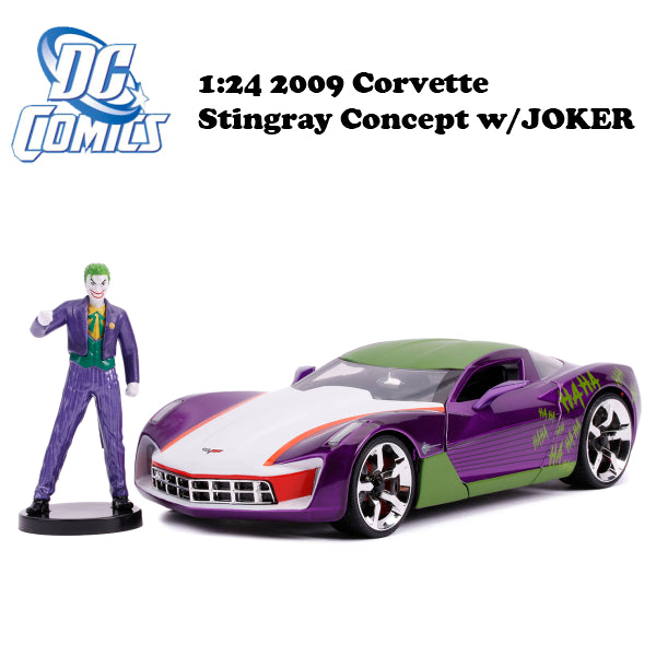 1:24 DC COMICS 2009 CORVETTE STINGRAY CONCEPT w/JOKER minicar