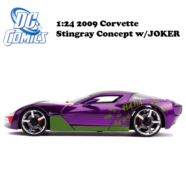 1:24 DC COMICS 2009 CORVETTE STINGRAY CONCEPT w/JOKER minicar