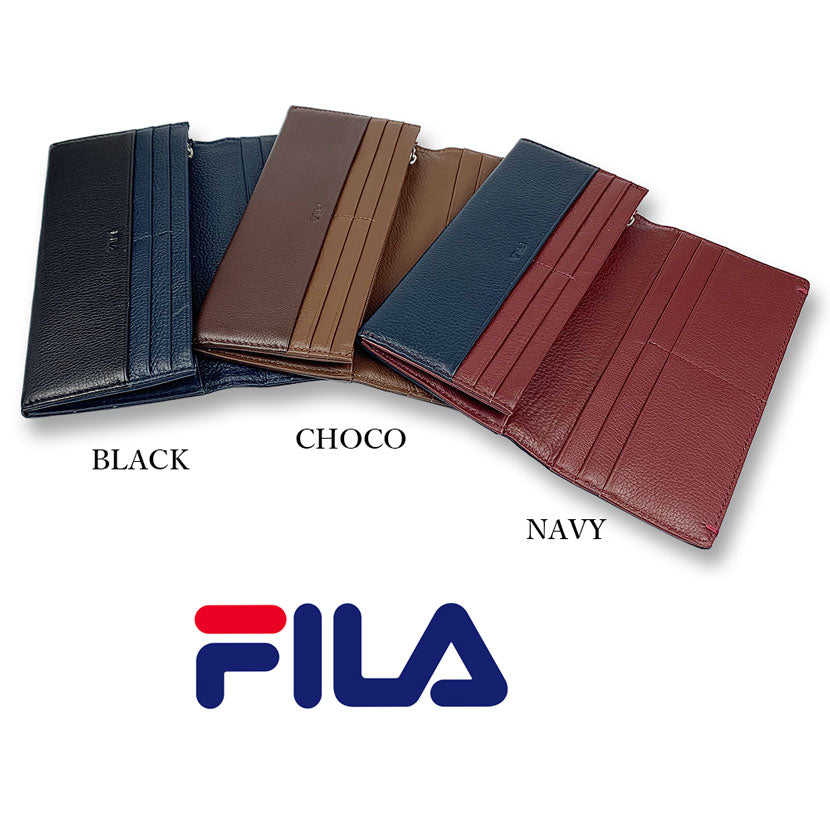 All 3 colors FILA Real Leather Bicolor Cover Bifold Long Wallet Long Wallet Cowhide