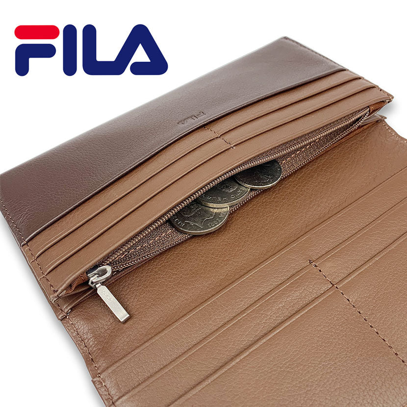 All 3 colors FILA Real Leather Bicolor Cover Bifold Long Wallet Long Wallet Cowhide