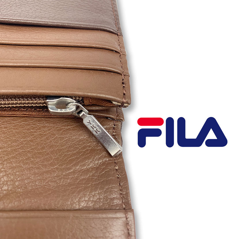 All 3 colors FILA Real Leather Bicolor Cover Bifold Long Wallet Long Wallet Cowhide