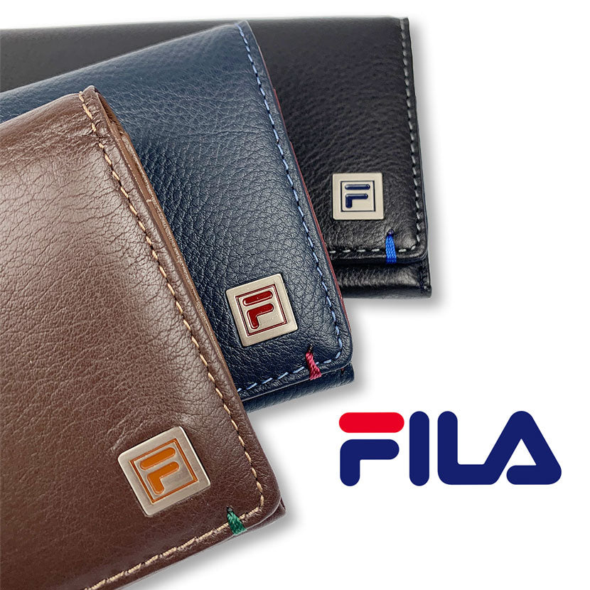 All 3 colors FILA Real Leather Bicolor Cover Bifold Long Wallet Long Wallet Cowhide