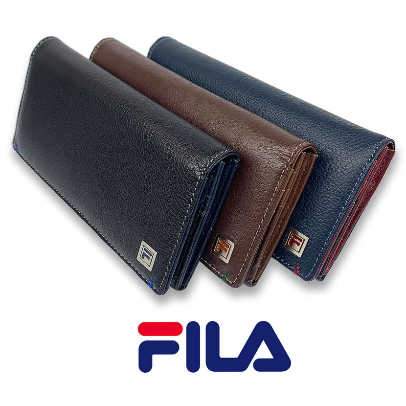 All 3 colors FILA Real Leather Bicolor Cover Bifold Long Wallet Long Wallet Cowhide