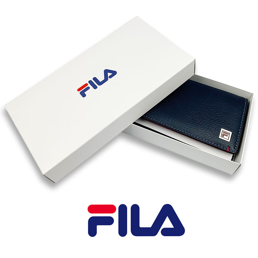 All 3 colors FILA Real Leather Bicolor Cover Bifold Long Wallet Long Wallet Cowhide