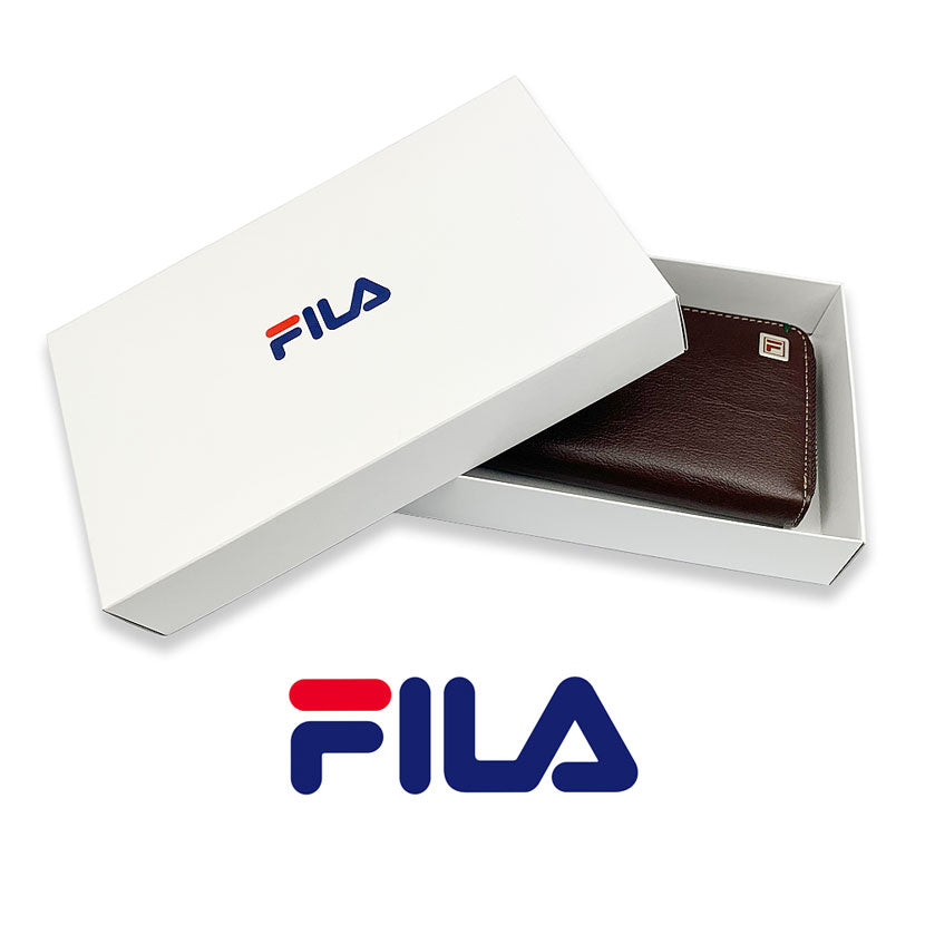 All 3 colors FILA Real Leather Bicolor Round Zipper Long Wallet Long Wallet Cowhide