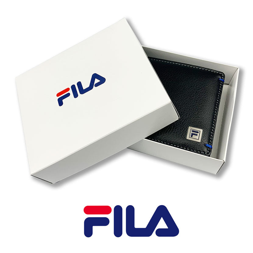 All 3 colors FILA Real Leather Bicolor Bifold Wallet Short Wallet Cowhide