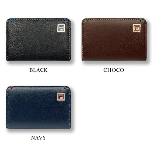 All 3 colors FILA Real Leather Bicolor Round Zipper Coin Case Coin Purse Mini Wallet