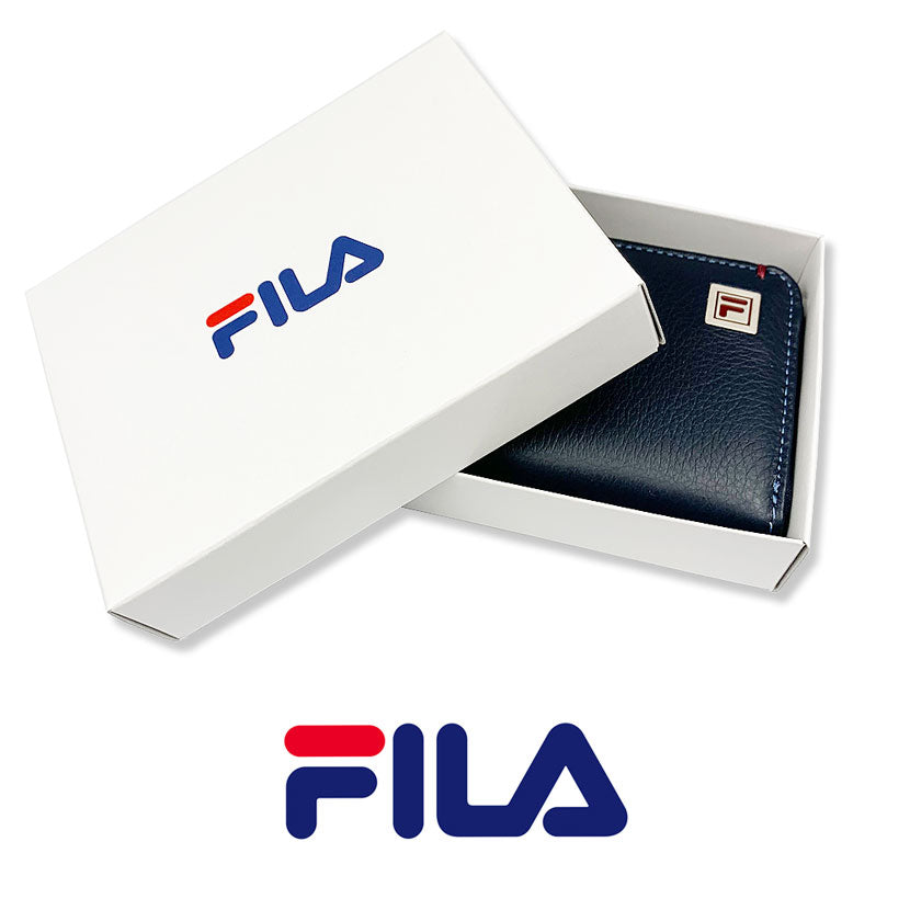 All 3 colors FILA Real Leather Bicolor Round Zipper Coin Case Coin Purse Mini Wallet