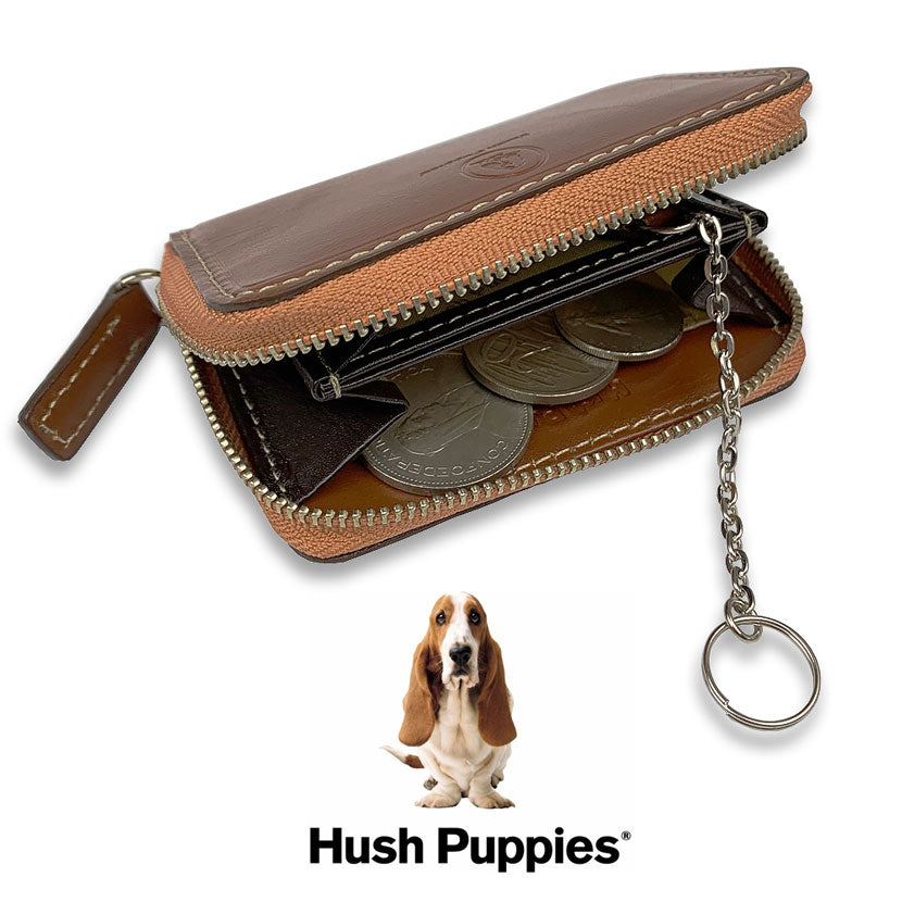 全3色　Hush Puppies ハッシュパピー リアルレザー バイカラー ラウンドファスナー コインケース 小銭入れ