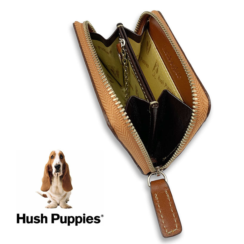 全3色　Hush Puppies ハッシュパピー リアルレザー バイカラー ラウンドファスナー コインケース 小銭入れ