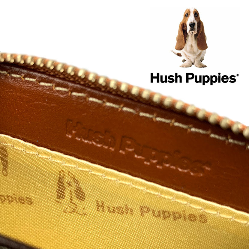 全3色　Hush Puppies ハッシュパピー リアルレザー バイカラー ラウンドファスナー コインケース 小銭入れ