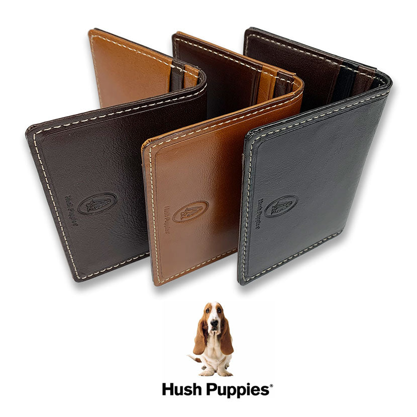 全3色　Hush Puppies ハッシュパピー リアルレザー バイカラー 定期入れ カードケース パスケース