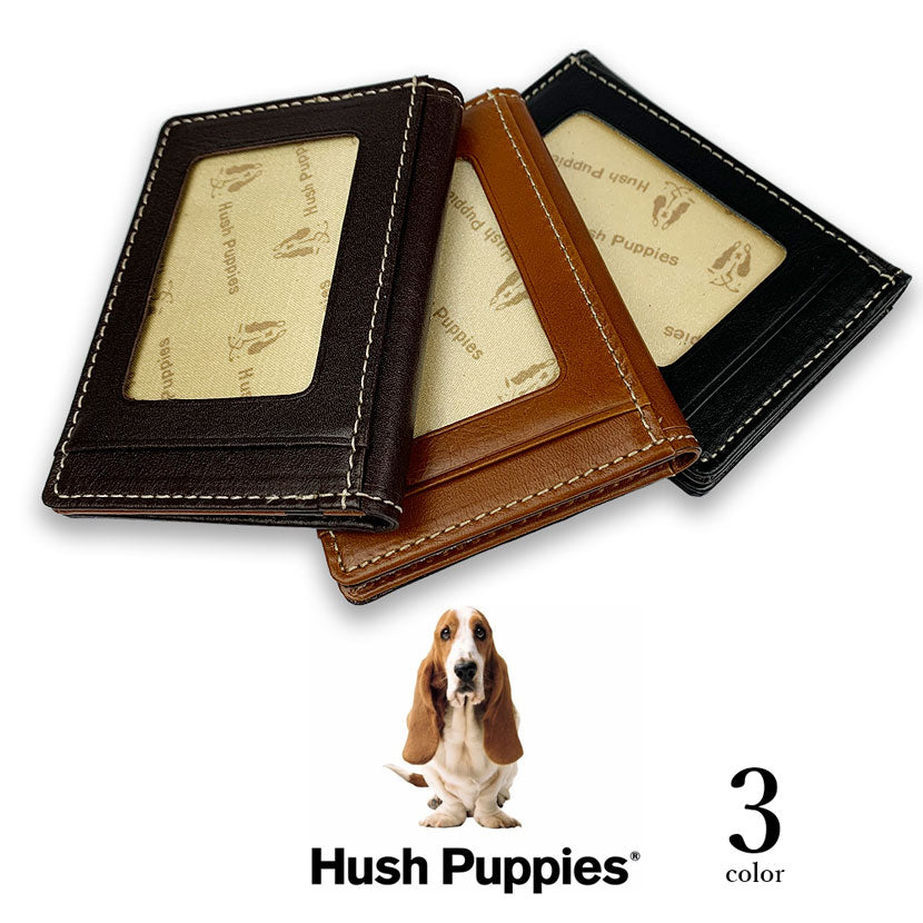 全3色　Hush Puppies ハッシュパピー リアルレザー バイカラー 定期入れ カードケース パスケース