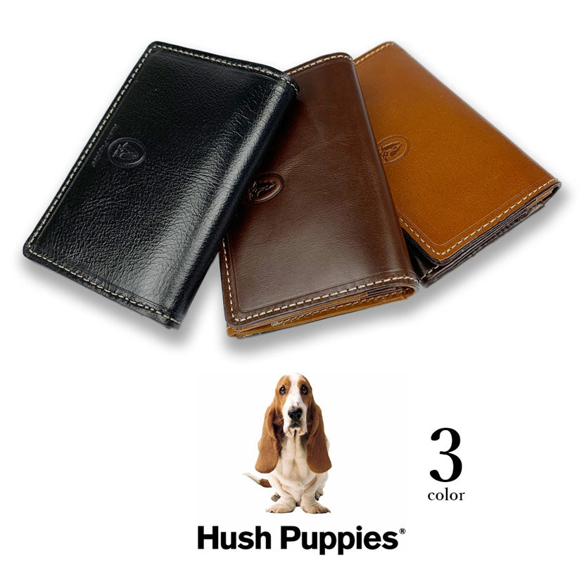 全3色　Hush Puppies ハッシュパピー リアルレザー バイカラー 名刺入れ カードケース パスケース