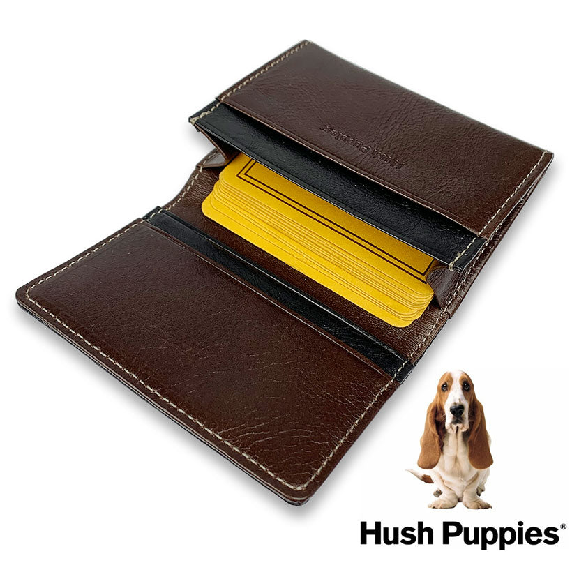 全3色　Hush Puppies ハッシュパピー リアルレザー バイカラー 名刺入れ カードケース パスケース