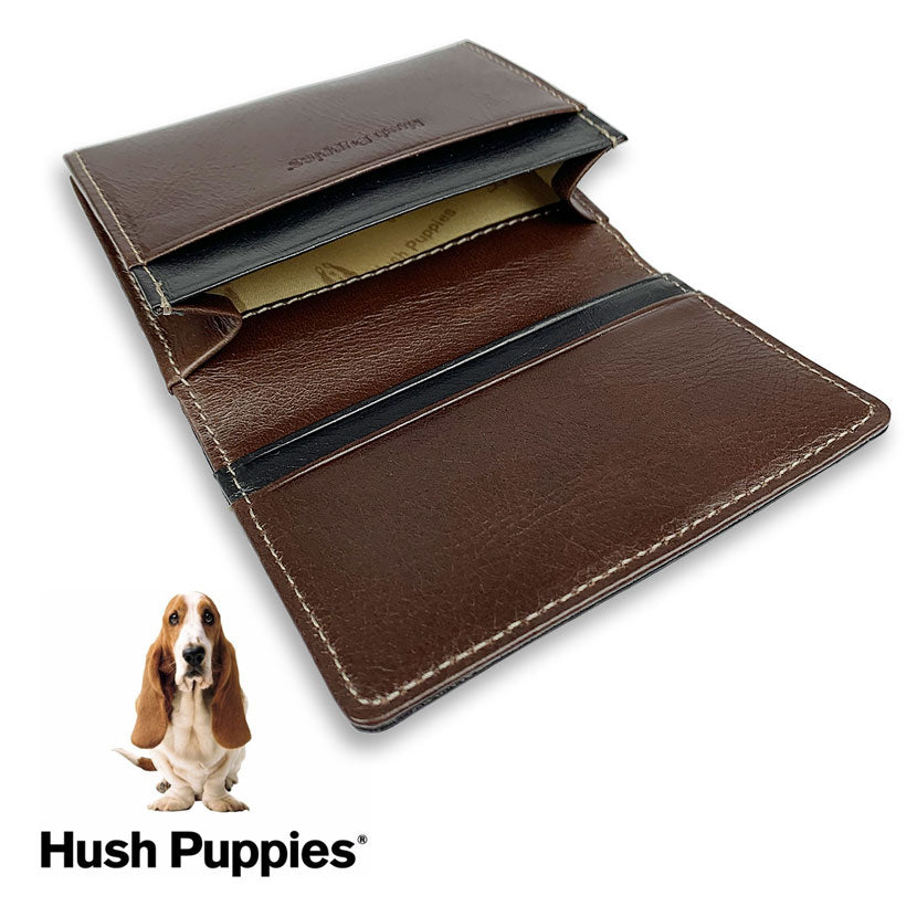 全3色　Hush Puppies ハッシュパピー リアルレザー バイカラー 名刺入れ カードケース パスケース