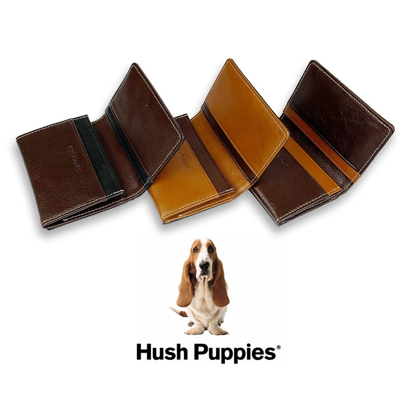 全3色　Hush Puppies ハッシュパピー リアルレザー バイカラー 名刺入れ カードケース パスケース