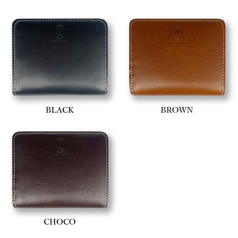 All 3 colors Hush Puppies Real Leather Bifold Wallet Short Wallet Round Zipper