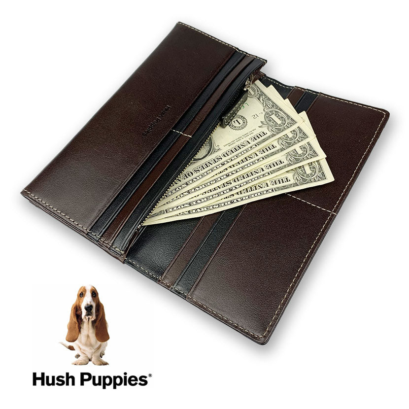 全3色　Hush Puppies ハッシュパピー リアルレザー バイカラー かぶせ 長財布 ロングウォレット スリム