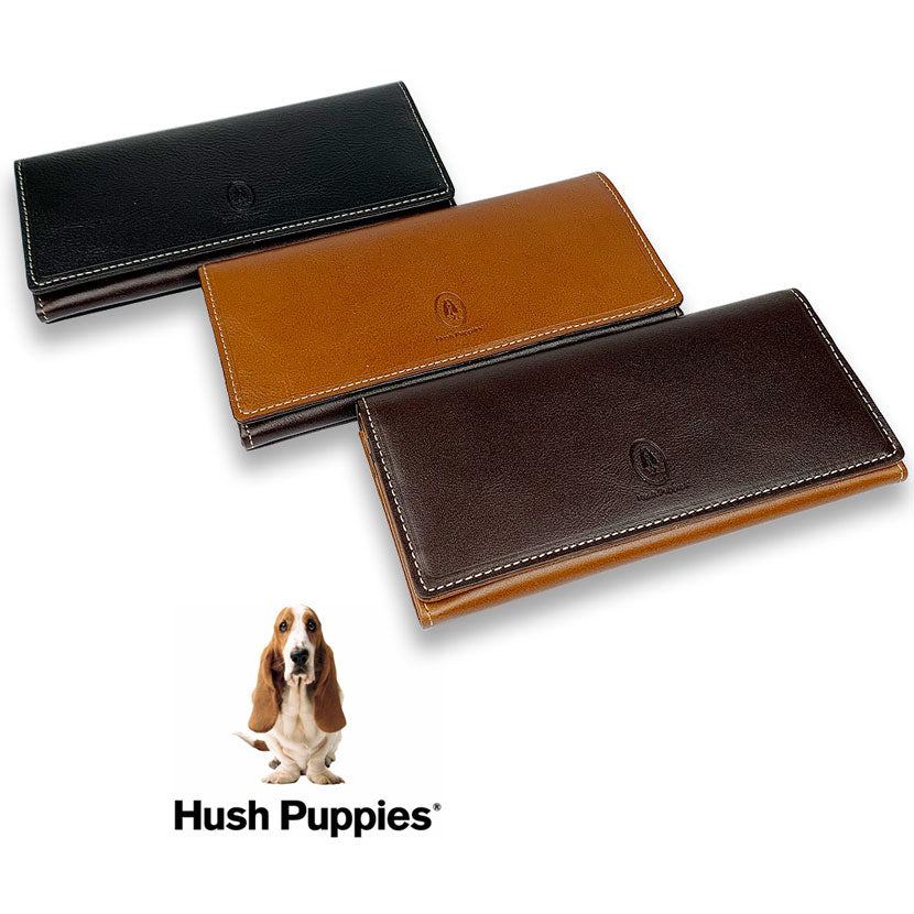 全3色　Hush Puppies ハッシュパピー リアルレザー バイカラー かぶせ 長財布 ロングウォレット スリム