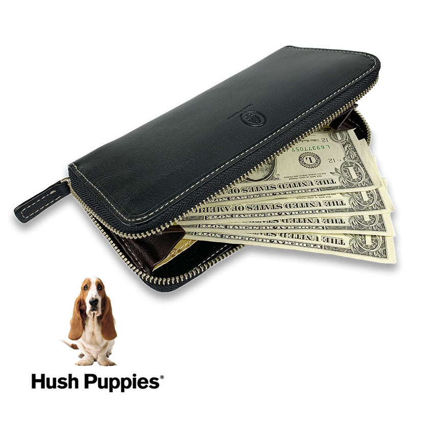 All 3 colors Hush Puppies Real Leather Bicolor Round Zipper Long Wallet Long Wallet