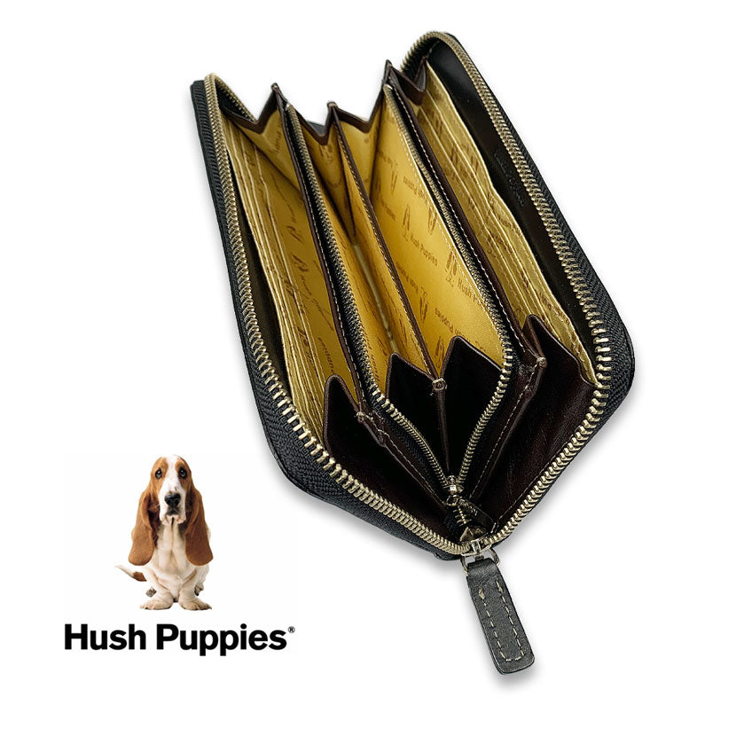 全3色 Hush Puppies ハッシュパピー リアルレザー バイカラー ラウンドファスナー長財布 ロングウォレット