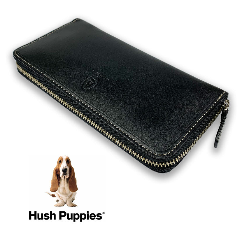 全3色 Hush Puppies ハッシュパピー リアルレザー バイカラー ラウンドファスナー長財布 ロングウォレット