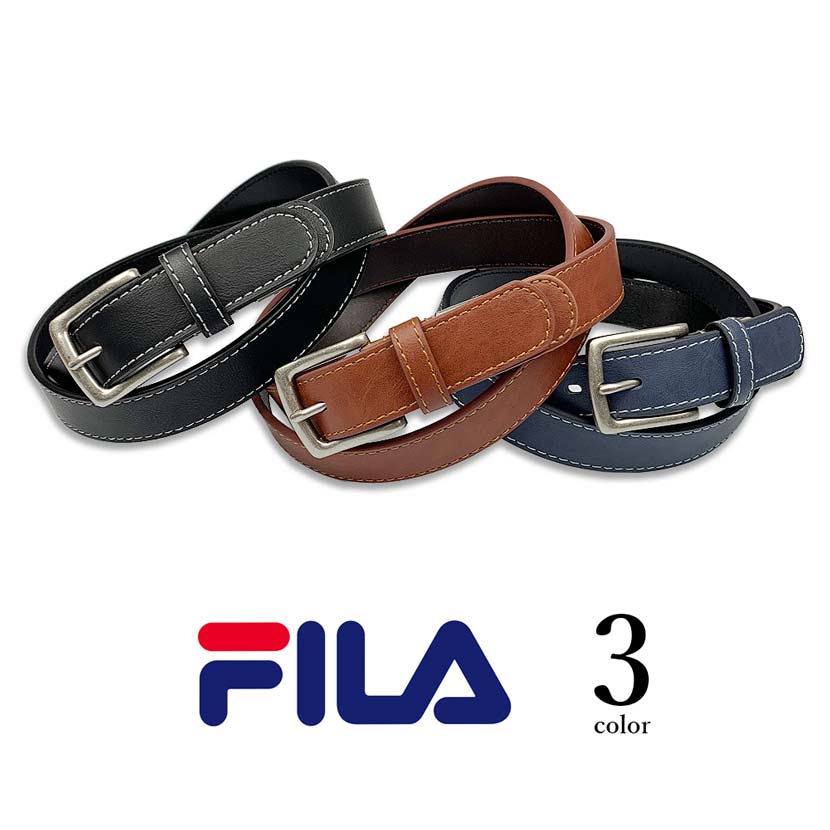 【全3色】FILA フィラ ロゴ型押し レザーベルト ビジネス ベルト タイト 2.8cm