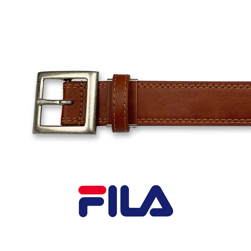 【全3色】FILA フィラ ロゴ型押し レザーベルト ダブルステッチ ベルト 3.5cm