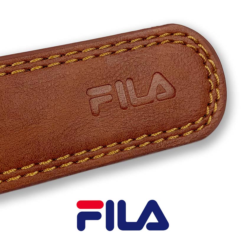 【全3色】FILA フィラ ロゴ型押し レザーベルト ダブルステッチ ベルト 3.5cm