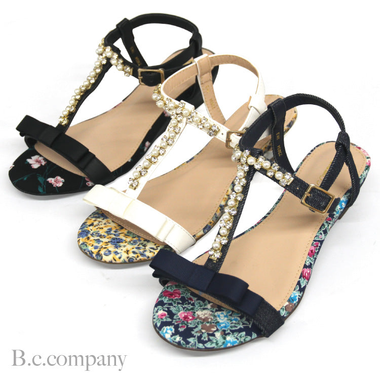 [bccompany] Shining rhinestones ☆ T-strap sandals 23034