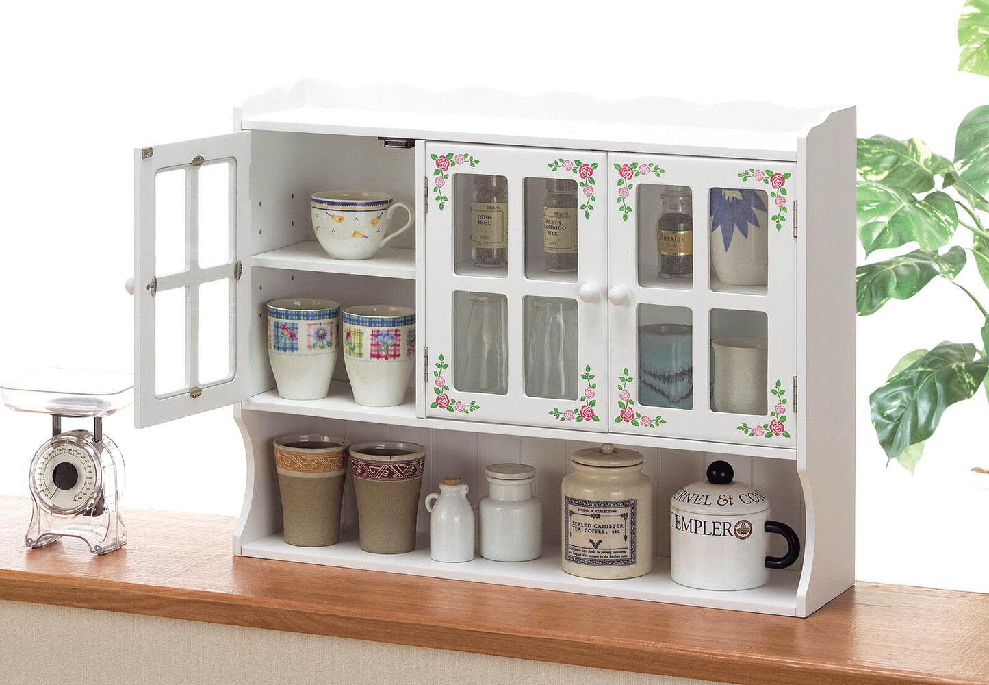 Floral pattern kitchen storage rack