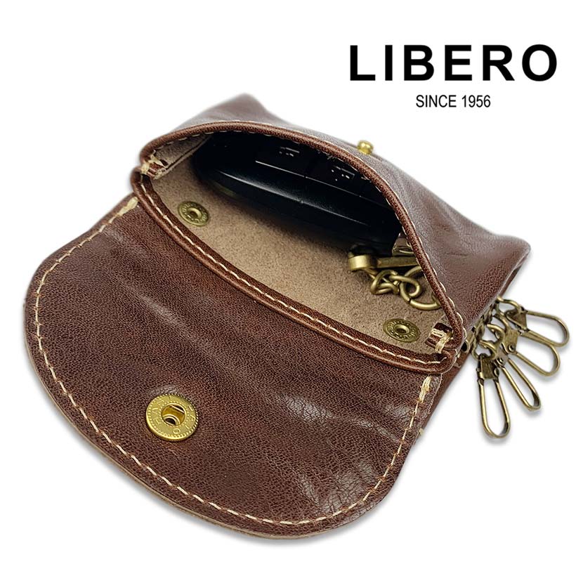 All 5 colors LIBERO Made in Japan High quality Himeji leather Stitch design Key case &amp; coin case