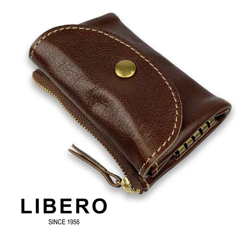 All 5 colors LIBERO Made in Japan High quality Himeji leather Stitch design Key case &amp; coin case