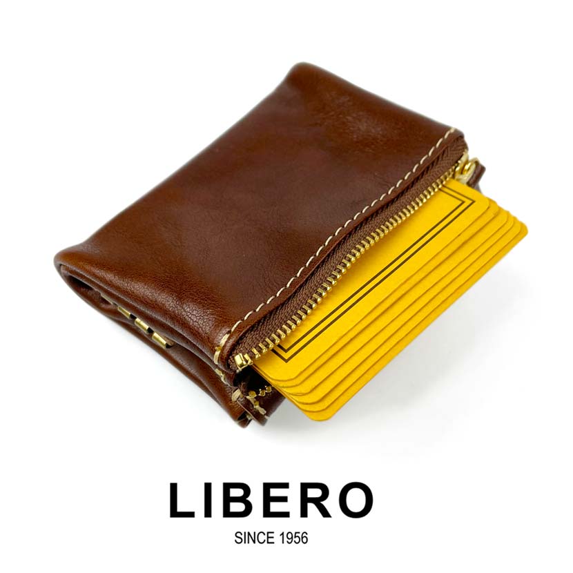 All 5 colors LIBERO Made in Japan High quality Himeji leather Stitch design Key case &amp; coin case