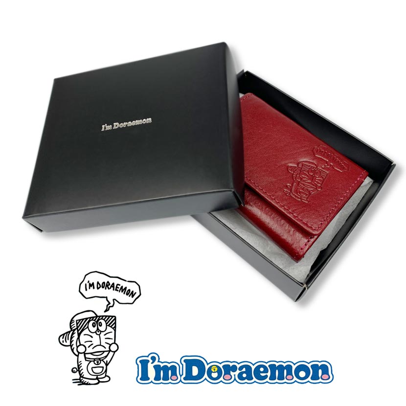 [All 5 colors] Doraemon Fujiko Pro Luxury Italian Leather Trifold Wallet Super Mini Wallet Coin Case