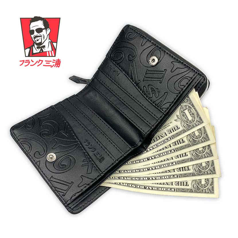 [2 colors] Frank Miura Round Zipper Bifold Wallet Short Wallet Synthetic Leather