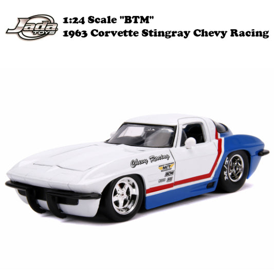 JADATOYS 1/24 BTM 1963 Corvette Stingray Chevy Racing ミニカー