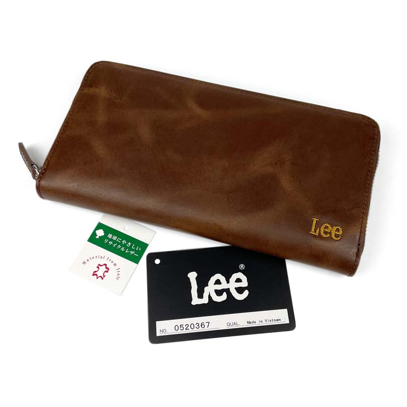 All 3 colors Lee Lee Round Embroidered Logo Long Wallet Long Wallet Recycled Leather