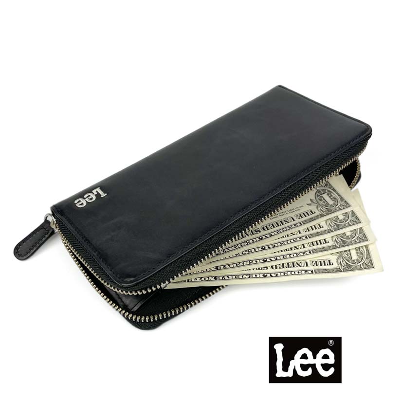 All 3 colors Lee Lee Round Embroidered Logo Long Wallet Long Wallet Recycled Leather