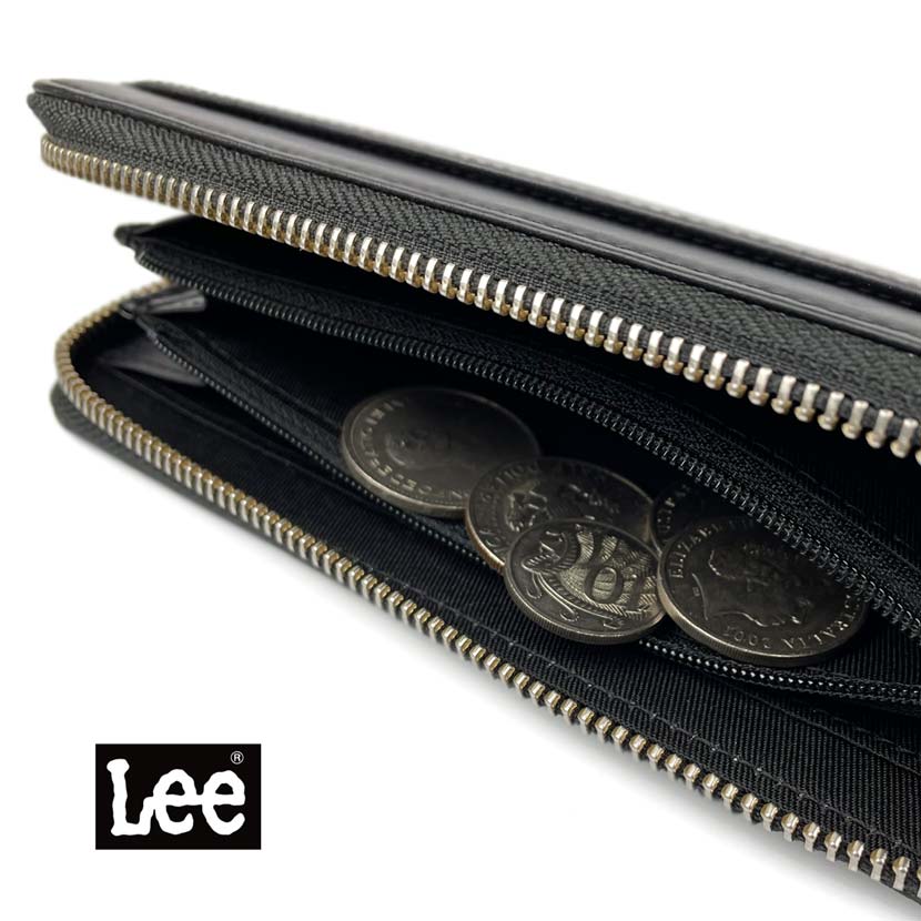 All 3 colors Lee Lee Round Embroidered Logo Long Wallet Long Wallet Recycled Leather